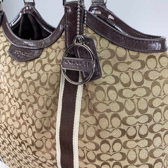 COACH Signature CC Strip Devin Brown Shoulder Bag - M1381-F26131 - Picture 4 of 11